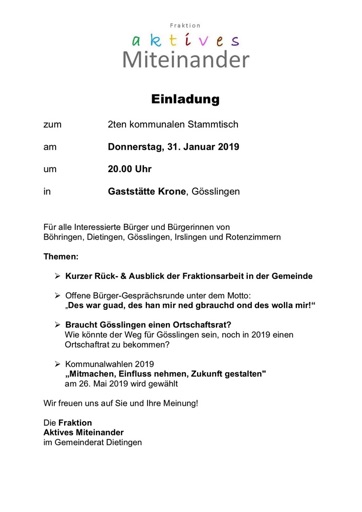 FAM Einladung 2ter Stammtisch